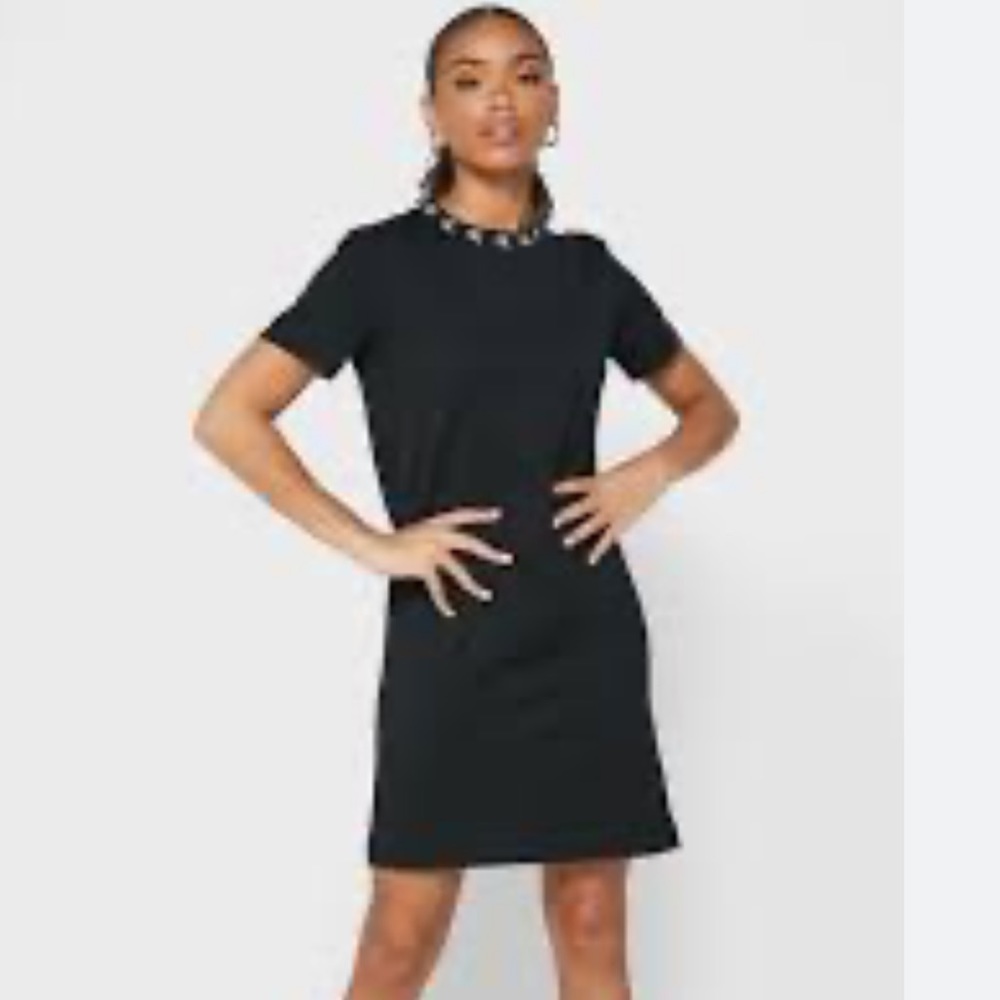 3 for $20 MICHAEL Michael Kors Jersey Short Sleeve Shift Dress Crewneck Black XS